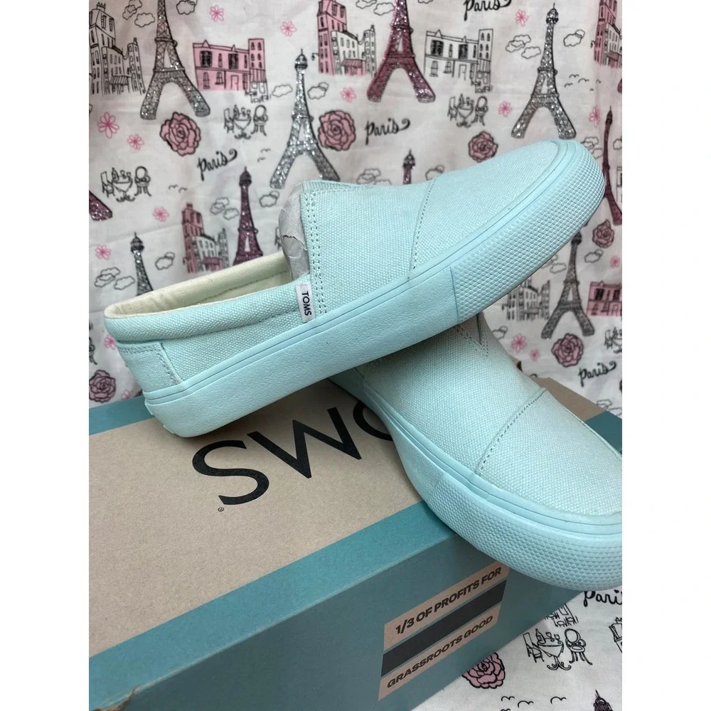 TOMS Alpargata Fenix Slip On Soft Blue Washed Canvas Sneakers Womens 5 10018170